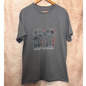MTV Floral Mushroom Graphic Tee Size L Pre-Owned